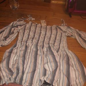 Off the shoulder striped shirt